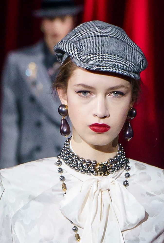 fall winter fashion 2020 checked newsboy hat Dolce and Gabbana Top 10 Elegant Women’s Hat Trends For Winter - 17