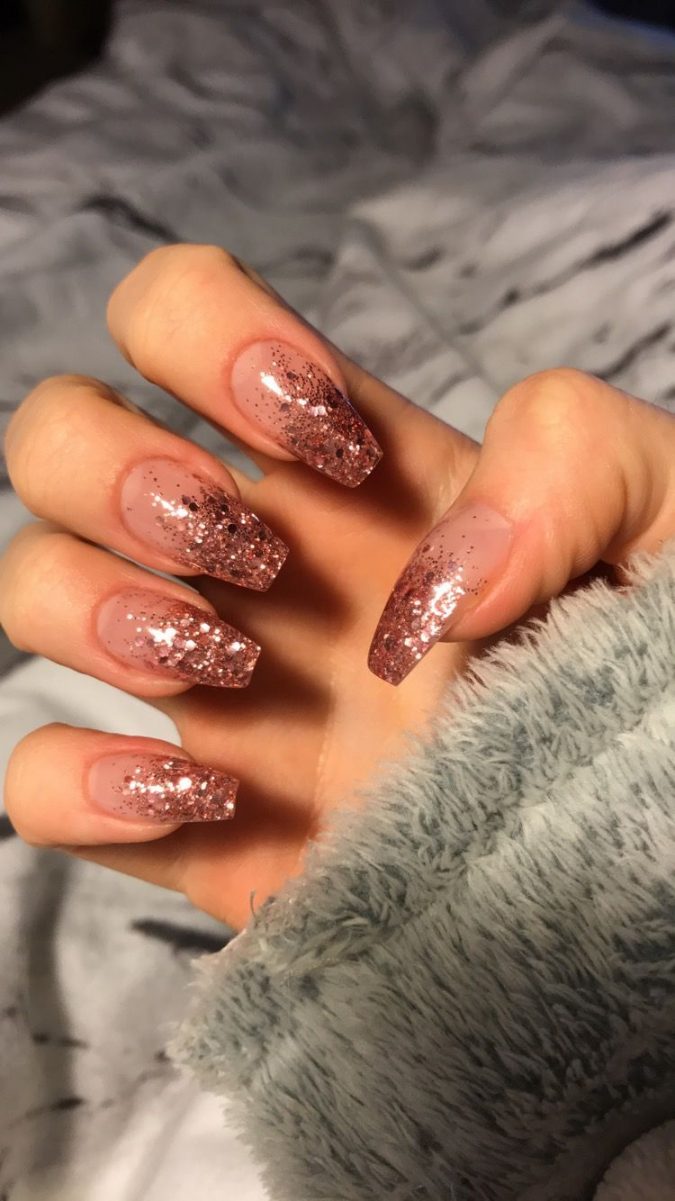 Top 10 Most Luxurious Nail Designs 17 glitter barely there nails Top 10 Most Luxurious Nail Designs - 17