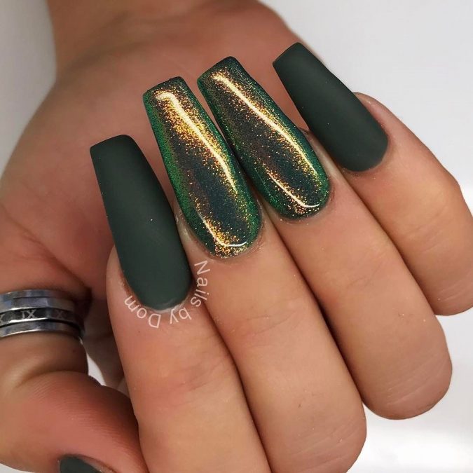 green nail art Top 10 Lovely Nail Polish Trends for Next Fall & Winter - 22