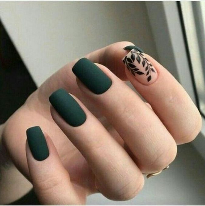 Top 10 Most Luxurious Nail Designs 36 green nails black nail art Top 10 Most Luxurious Nail Designs - 36