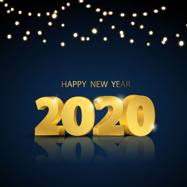 happy new year 2020 greeting card string lights 75+ Latest Happy New Year Greeting Cards - 46