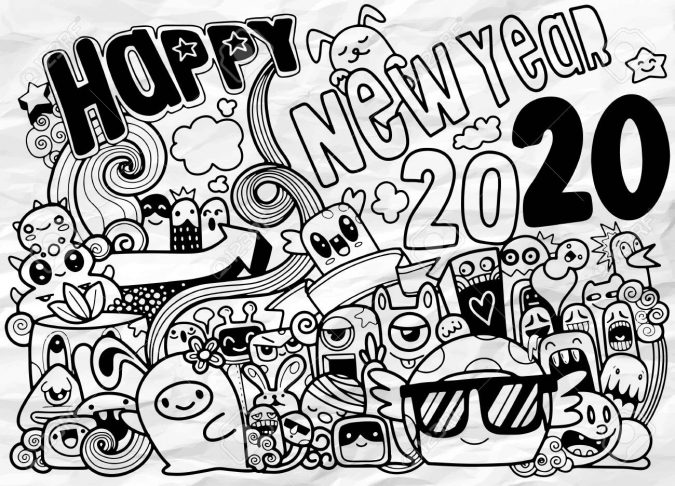 new year cartoon greeting card 2020 2 75+ Latest Happy New Year Greeting Cards - 67