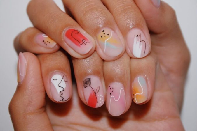 abstract nail art 35 Most Trendy Valentine’s Day Nail Art Designs - 15
