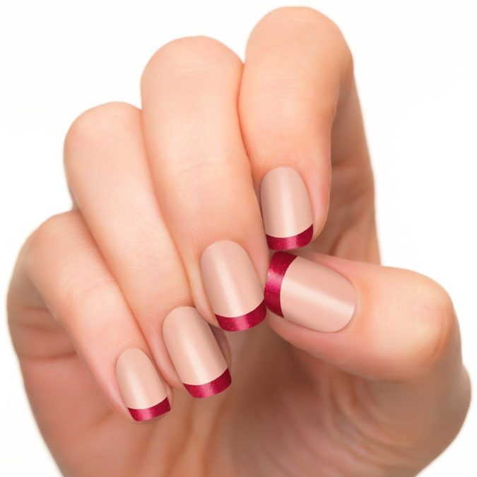 french manicure red tips 35 Most Trendy Valentine’s Day Nail Art Designs - 1