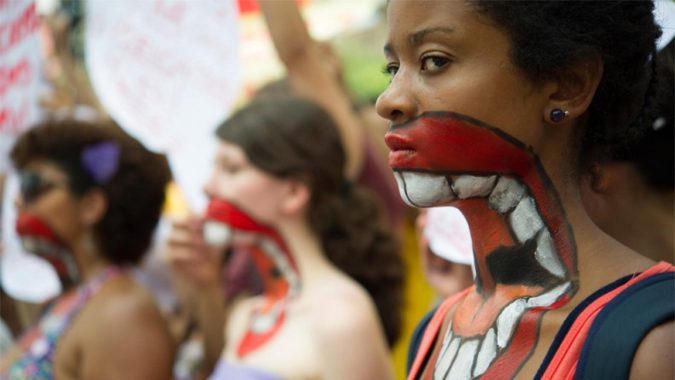Top 10 Most Dangerous Countries for Women in the World 18 Brazil women protesting against violence Top 10 Most Dangerous Countries for Women in the World - 18