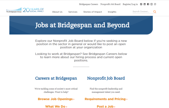 Bridge Span screenshot Best 50 Online Job Search Websites - 26
