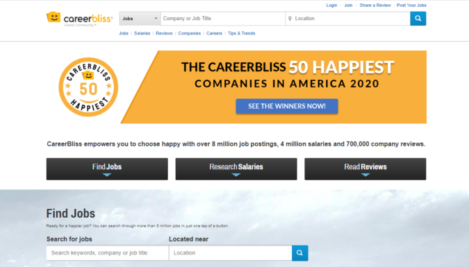 Career-Bliss-screenshot-675x385 Best 50 Online Job Search Websites