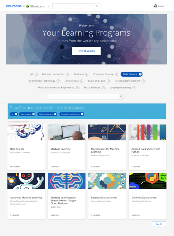 Coursera website screenshot Top 50 Free Learning Websites for Kids - 40