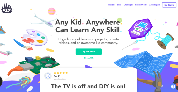 DIY screenshot Top 50 Free Learning Websites for Kids - 17