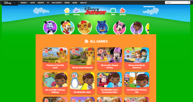 Disney screenshot Top 50 Free Learning Websites for Kids - 25