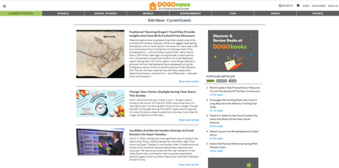DogoNews screenshot Top 50 Free Learning Websites for Kids - 43