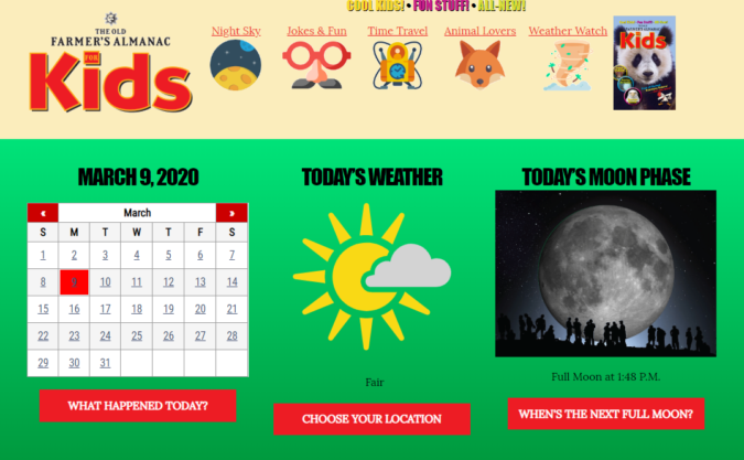 Top 50 Free Learning Websites for Kids 22 Farmers Almanac kids screenshot Top 50 Free Learning Websites for Kids - 22
