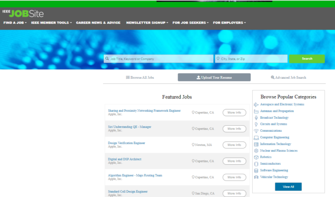 IEEE Job Site screenshot Best 50 Online Job Search Websites - 4
