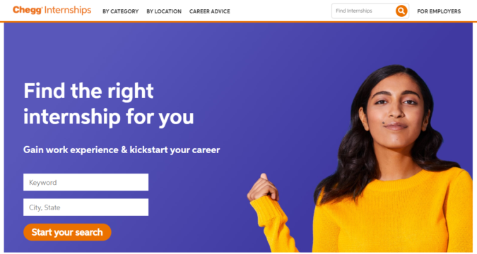 Internship screenshot Best 50 Online Job Search Websites - 16