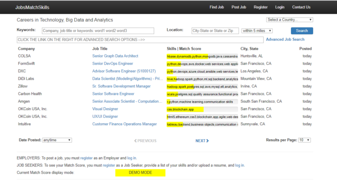 Jobs Match Skills screenshot Best 50 Online Job Search Websites - 27