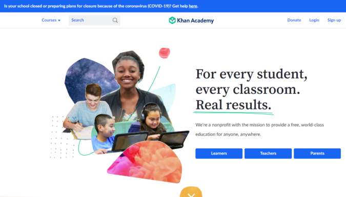 Top 50 Free Learning Websites for Kids 38 Khan Academy screenshot Top 50 Free Learning Websites for Kids - 38