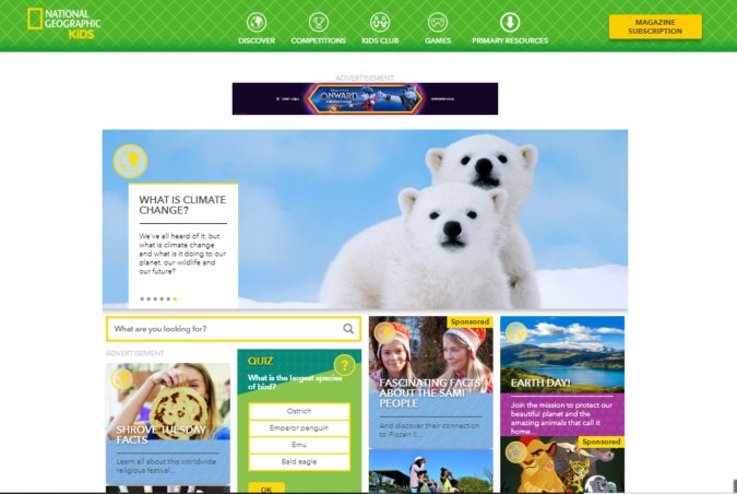 National Geographic kids screenshot Top 50 Free Learning Websites for Kids - 6