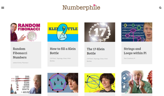 Numberphile screenshot Top 50 Free Learning Websites for Kids - 34