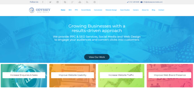 Top 75 SEO Companies & Services in the World 68 Odyssey website screenshot Top 75 SEO Companies & Services in the World - 68