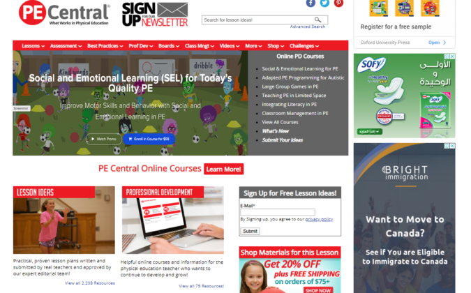 Top 50 Free Learning Websites for Kids 41 PE Central screenshot Top 50 Free Learning Websites for Kids - 41