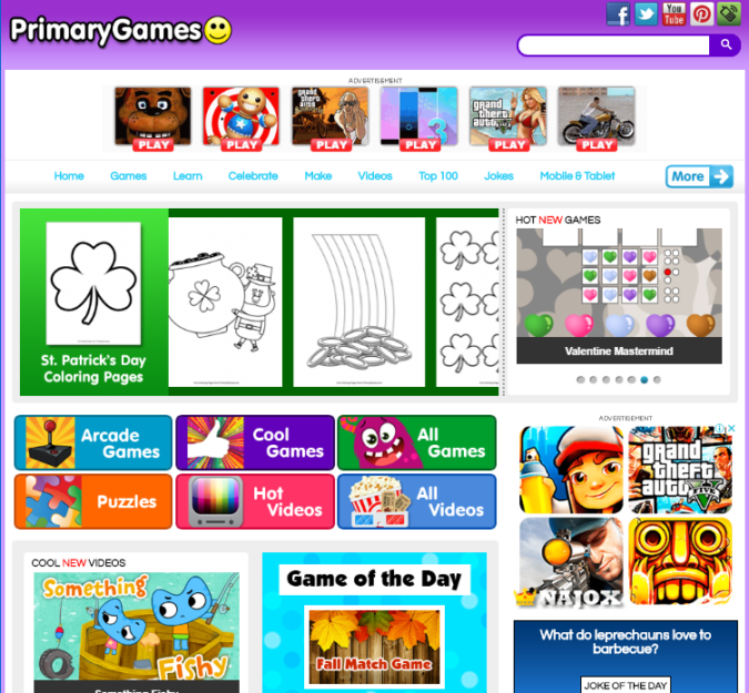 Top 50 Free Learning Websites for Kids 42 Primary Games screenshot Top 50 Free Learning Websites for Kids - 42