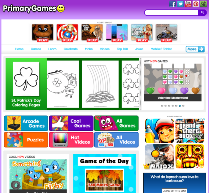 Primary Games screenshot Top 50 Free Learning Websites for Kids - 42