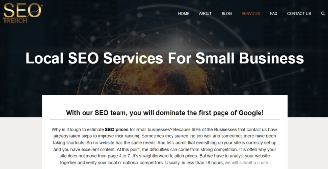 SEO Trench screenshot Top 75 SEO Companies & Services in the World - 45