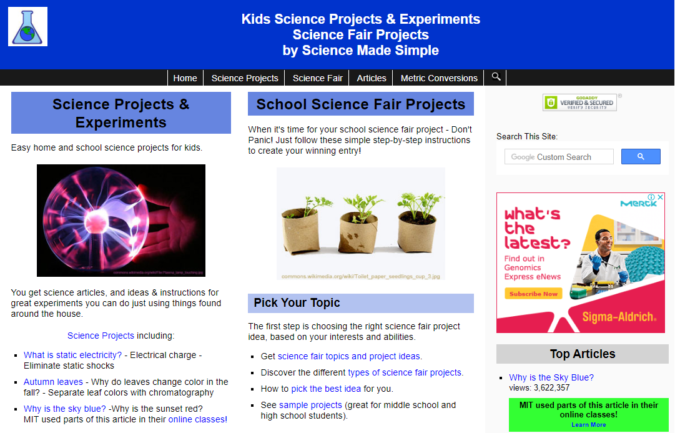 Science Made Simple screenshot Top 50 Free Learning Websites for Kids - 35