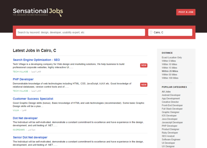 Sensational Jobs screenshot Best 50 Online Job Search Websites - 24