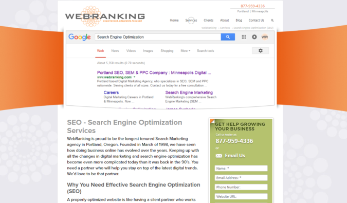 Top 75 SEO Companies & Services in the World 41 Web.Ranking screenshot Top 75 SEO Companies & Services in the World - 41