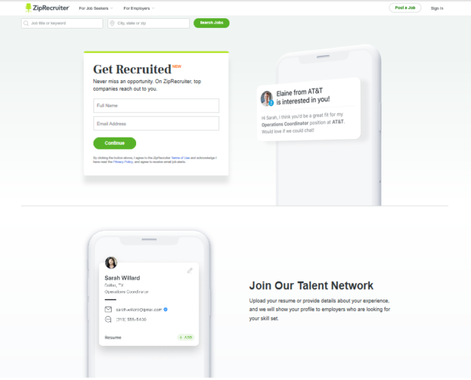 Zip Recruiter screenshot Best 50 Online Job Search Websites - 11