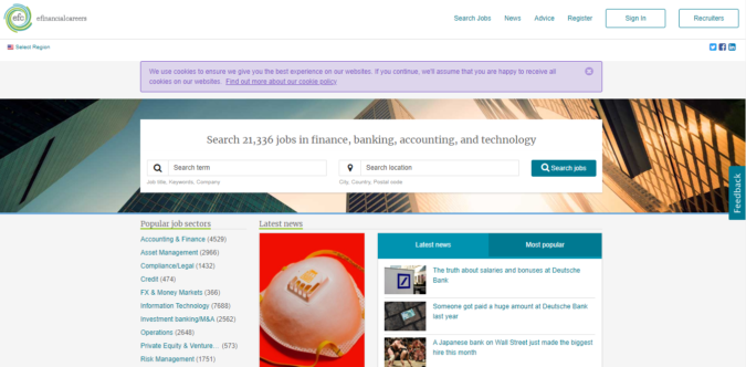 efinancial-careers-website-screenshot-675x332 Best 50 Online Job Search Websites