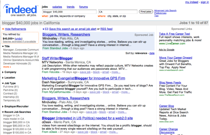 indeed screenshot Best 50 Online Job Search Websites - 9