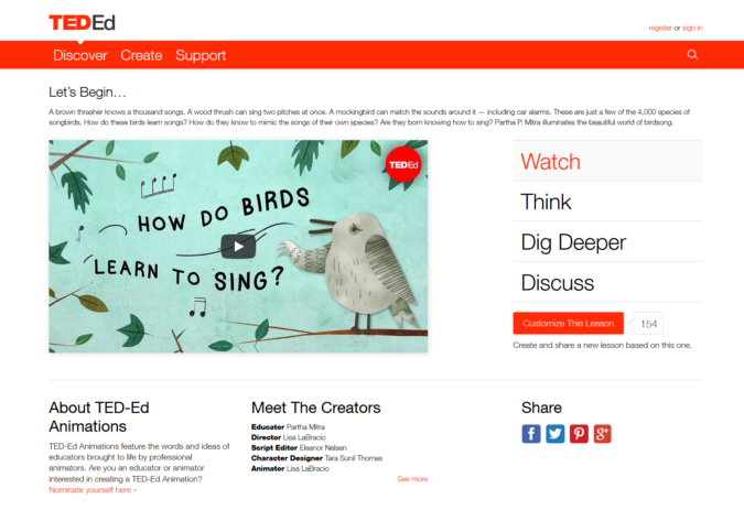 tedEd website screenshot Top 50 Free Learning Websites for Kids - 24