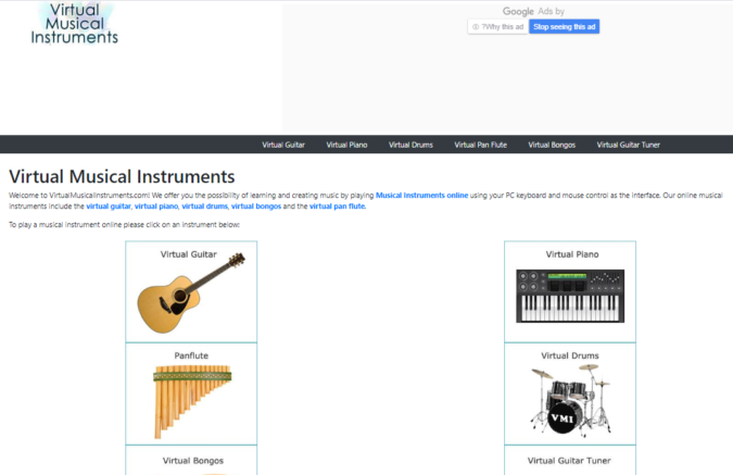virtual musical instruments screenshot Top 50 Free Learning Websites for Kids - 48
