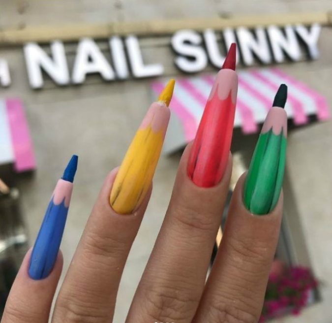 Coloured Pencil Nails 1 20 Weirdest Nail Art Ideas That Should Not Exist - 4