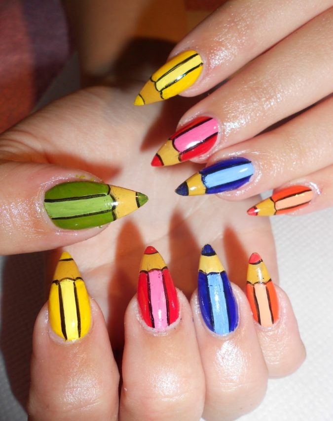 Coloured Pencil Nails. 20 Weirdest Nail Art Ideas That Should Not Exist - 3