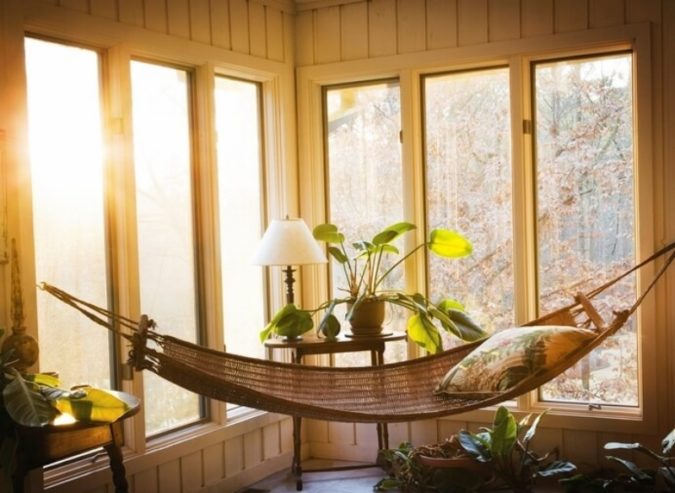 25 Stunning Interior Decorating Ideas for Sunrooms 32 sunroom with hammock 25 Stunning Interior Decorating Ideas for Sunrooms - 32