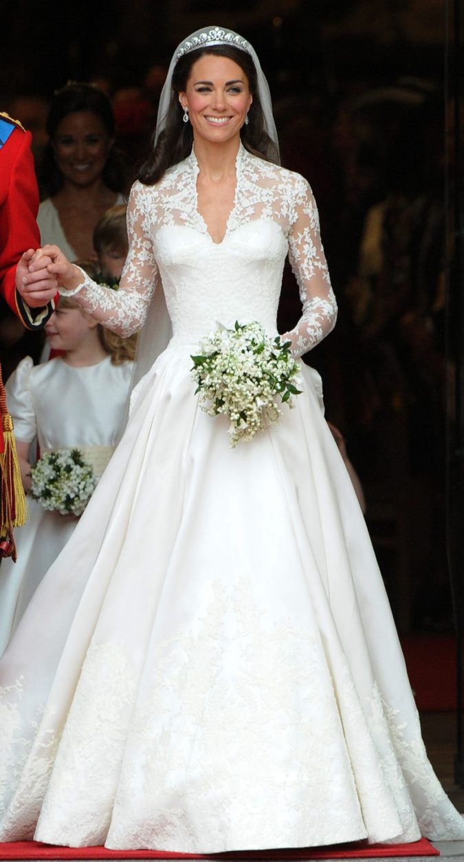 Duchess-Kates-wedding-gown.-675x1254 15 Most Expensive Celebrity Wedding Dresses