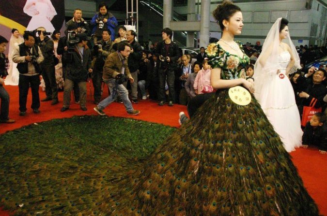 Peacock dress. 15 Most Expensive Celebrity Wedding Dresses - 6