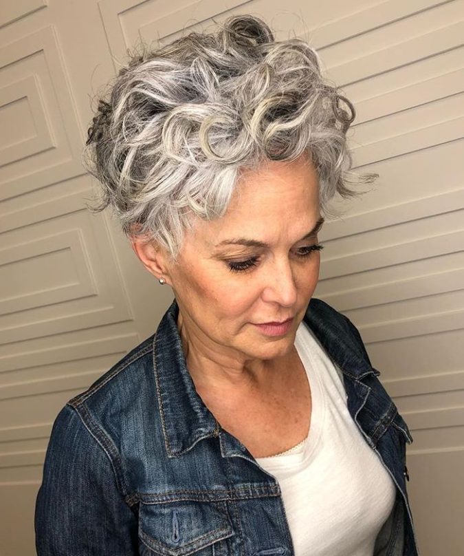 Curly Short Bob 15 Beautiful Gray Hairstyles that Suit All Women Over 50 - 23