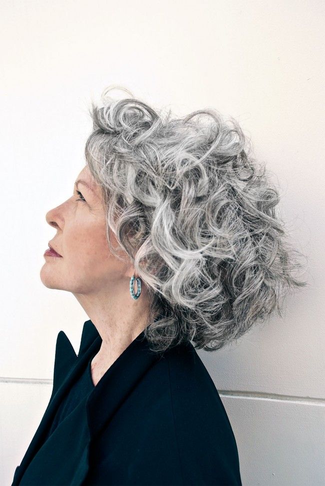 Curly Short Bob. 15 Beautiful Gray Hairstyles that Suit All Women Over 50 - 24