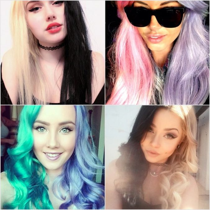 Half and Half. Top 20 Hottest Colorful Hair Ideas that Are So Cool - 68