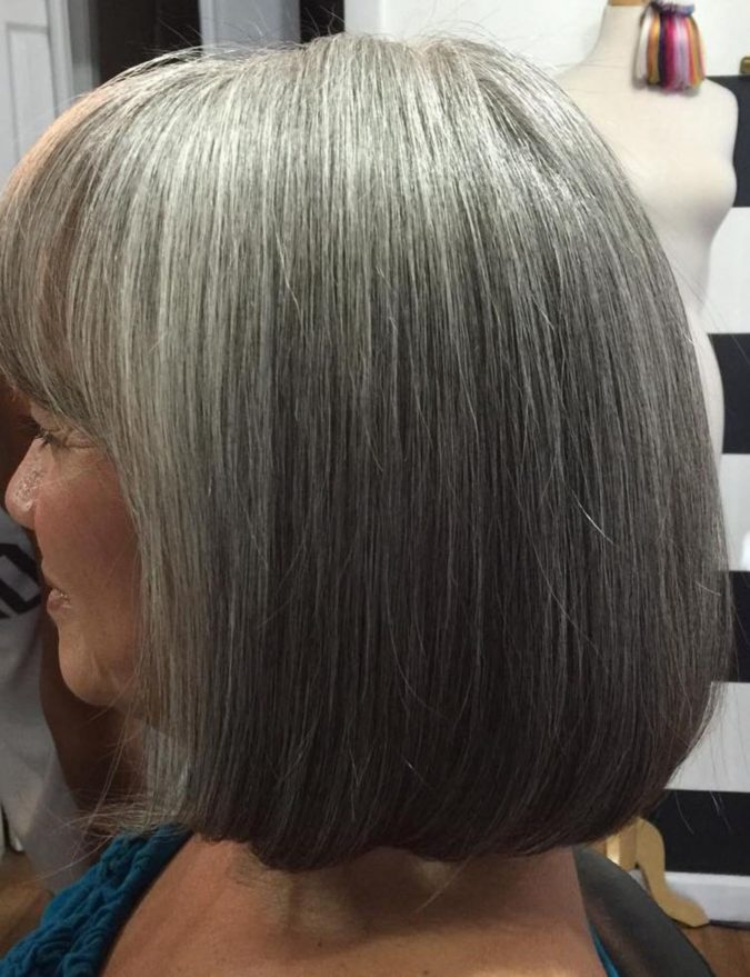 Straight silver look 15 Beautiful Gray Hairstyles that Suit All Women Over 50 - 18