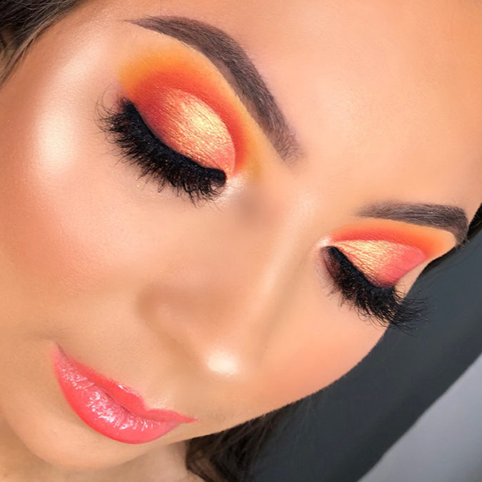 Sunset eye colorful makeup 3 Best 10 Colorful Face Makeup Looks to Try - 2