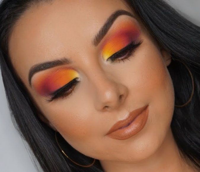 Sunset eye colorful makeup. Best 10 Colorful Face Makeup Looks to Try - 3