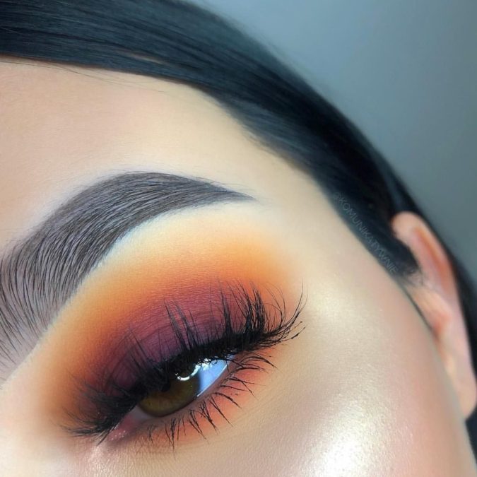 Sunset eye makeup Best 10 Colorful Face Makeup Looks to Try - 1