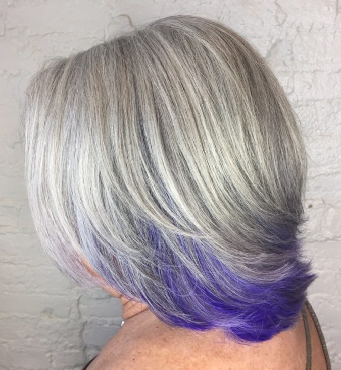 The Gray purple 15 Beautiful Gray Hairstyles that Suit All Women Over 50 - 34