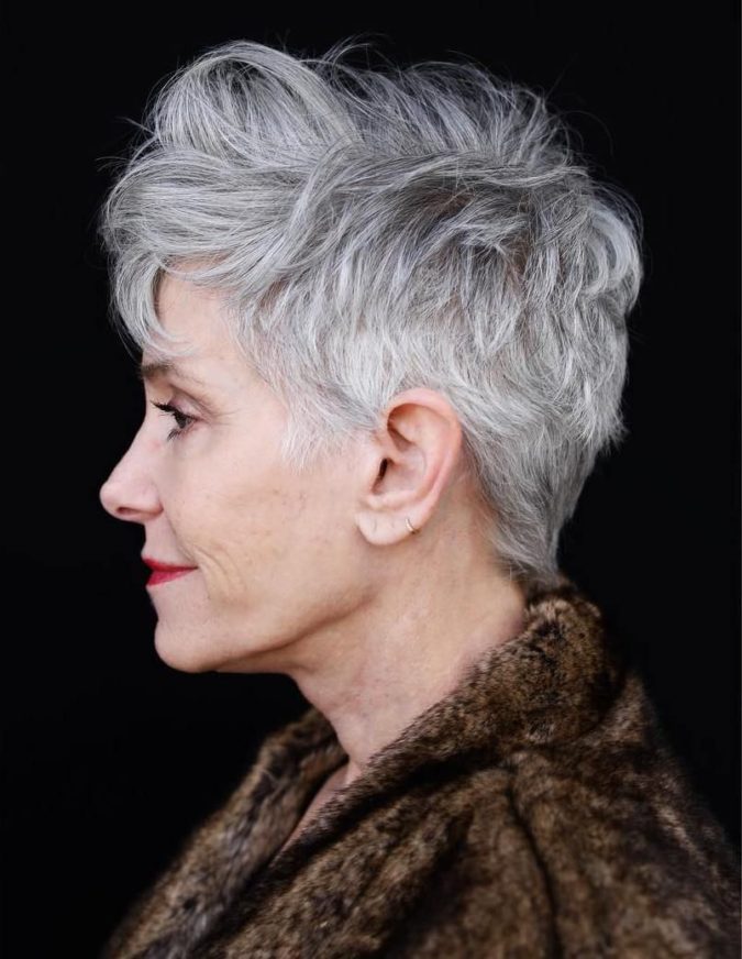 The Gray textured hair pixie cut 15 Beautiful Gray Hairstyles that Suit All Women Over 50 - 26