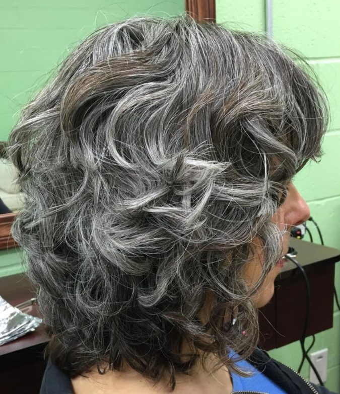 The Shaggy gray wavy lob 1 15 Beautiful Gray Hairstyles that Suit All Women Over 50 - 16
